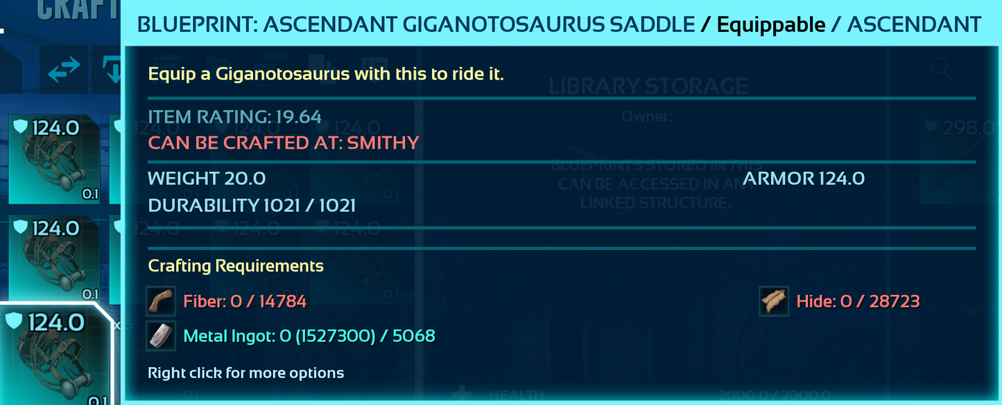 Giganotosaurus Saddle Blueprint